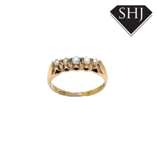 18ct Yellow Gold 5 Stone Pearl Ring