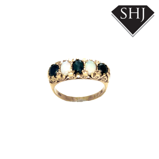 9ct Yellow Gold Sapphire and Opal Ring