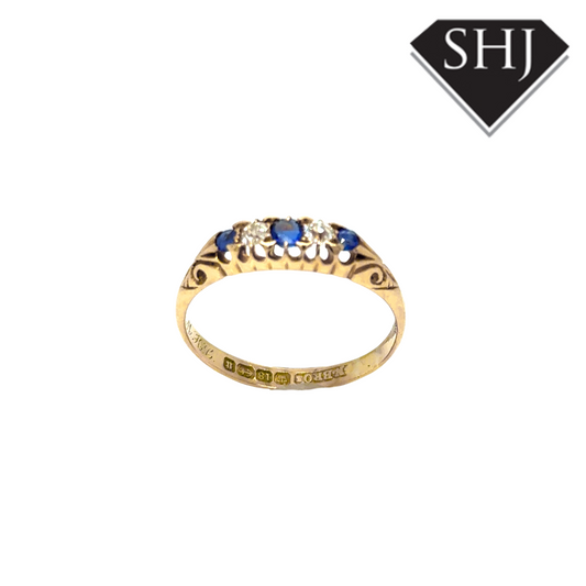 18ct Yellow Gold Sapphire and Diamond Ring