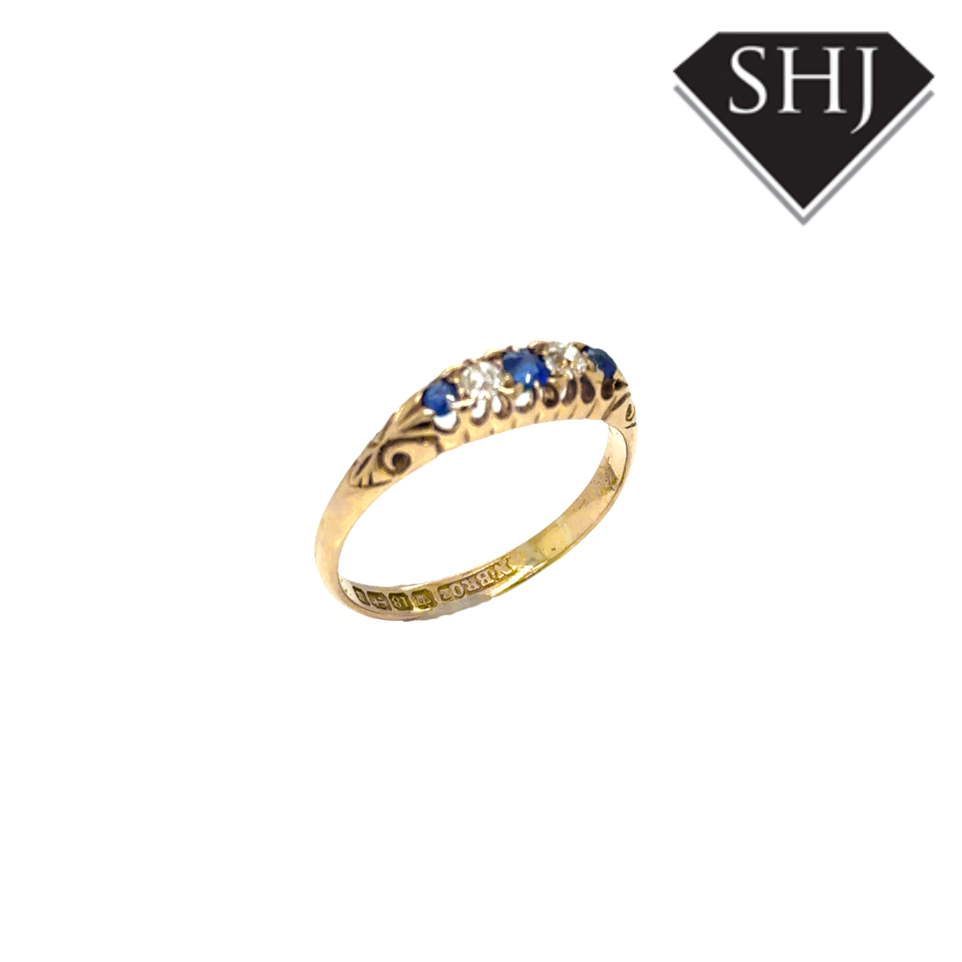 18ct Yellow Gold Sapphire and Diamond Ring