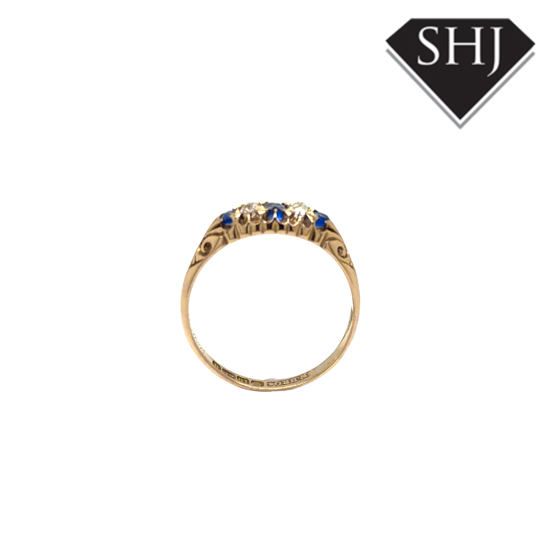 18ct Yellow Gold Sapphire and Diamond Ring
