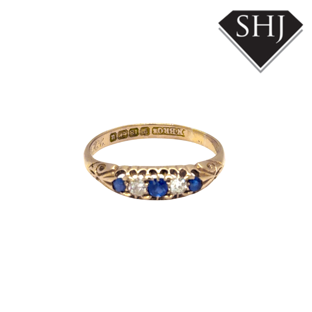 18ct Yellow Gold Sapphire and Diamond Ring