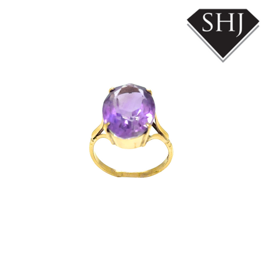 9ct Yellow Gold Amethyst Ring