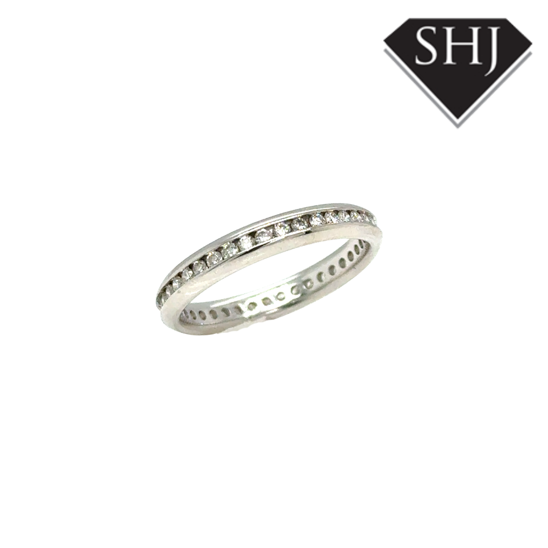 18ct White Gold Full Eternity Ring Size J