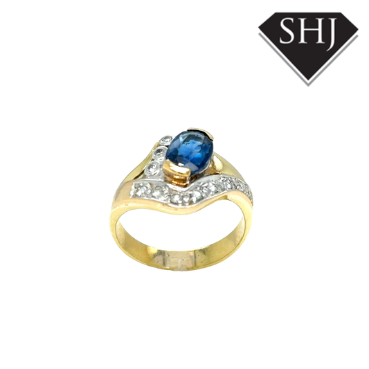 18ct Yellow Gold Diamond and Sapphire Ring
