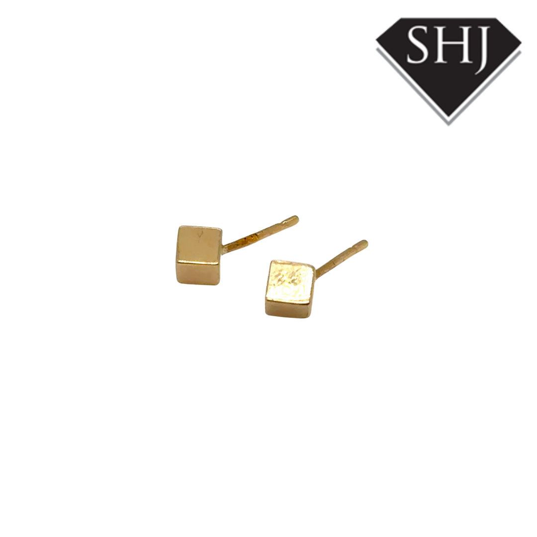 9ct Yellow Gold Box Stud Earrings