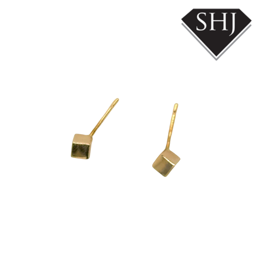 9ct Yellow Gold Box Stud Earrings