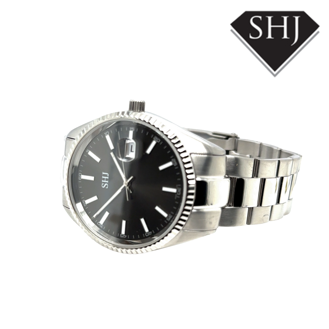 SHJ Gents Stainless Steel Bracelet Grey Dial Watch