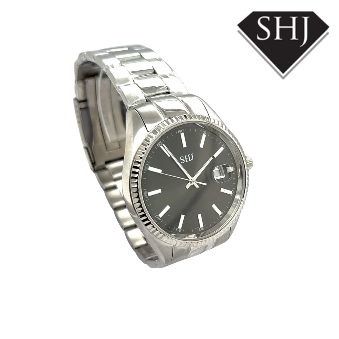 SHJ Gents Stainless Steel Bracelet Grey Dial Watch