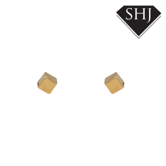 9ct Yellow Gold Box Stud Earrings