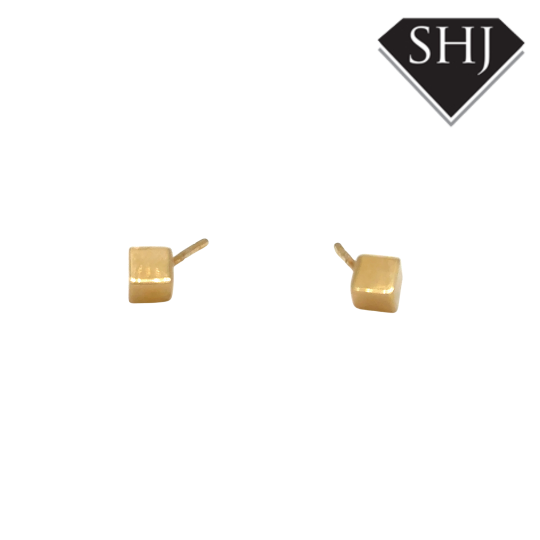 9ct Yellow Gold Box Stud Earrings