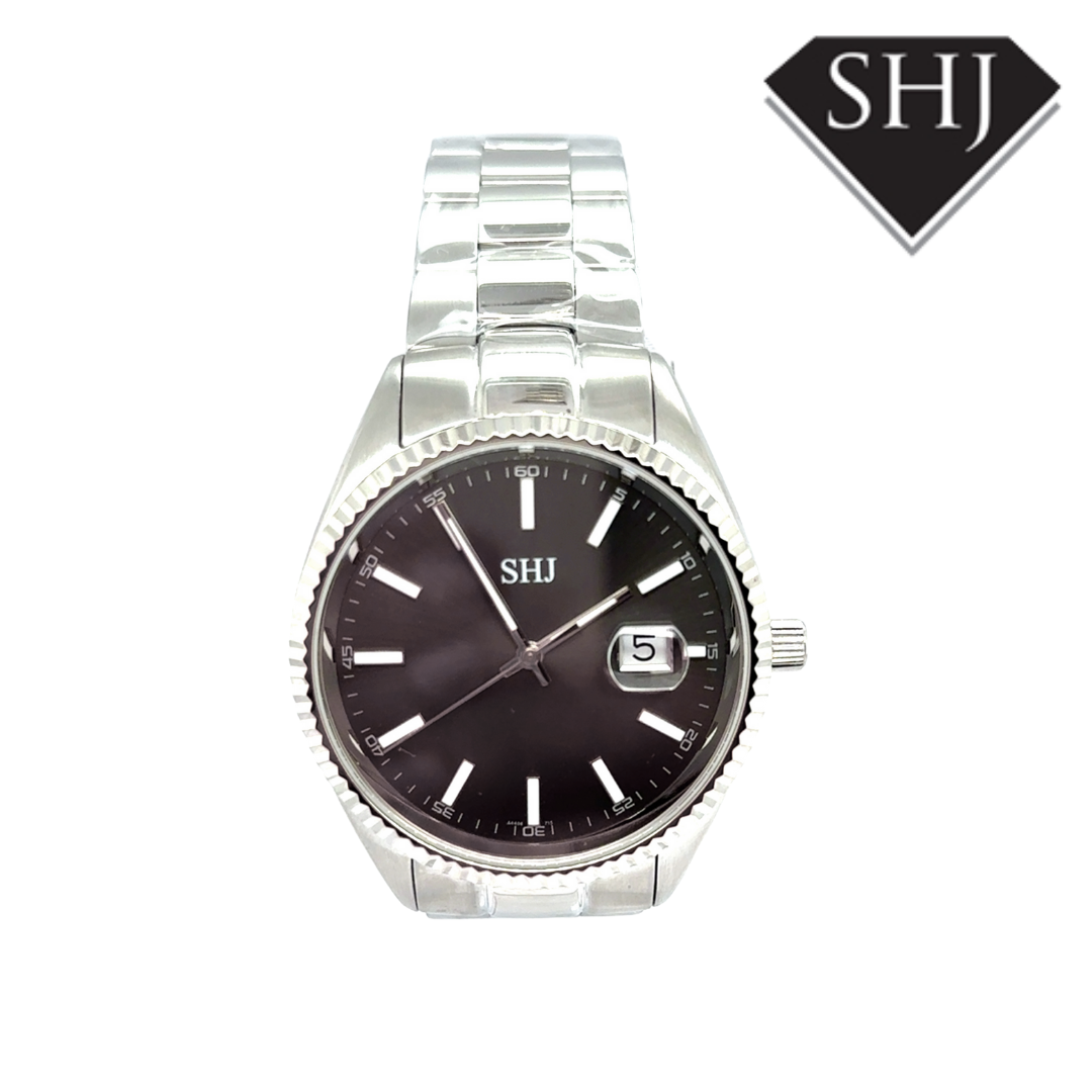 SHJ Gents Stainless Steel Bracelet Grey Dial Watch