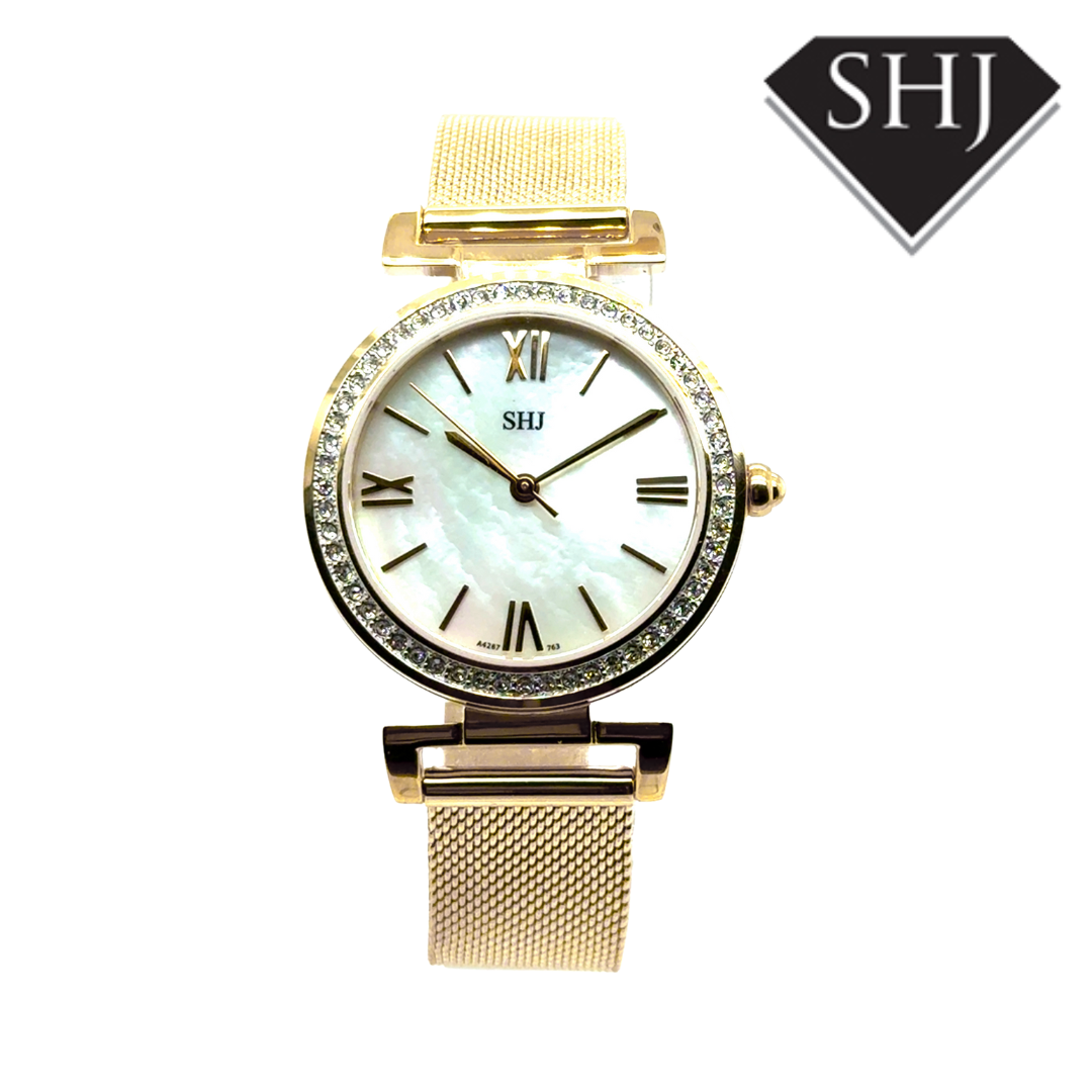 SHJ Ladies Gold Plated MOP Dial Watch