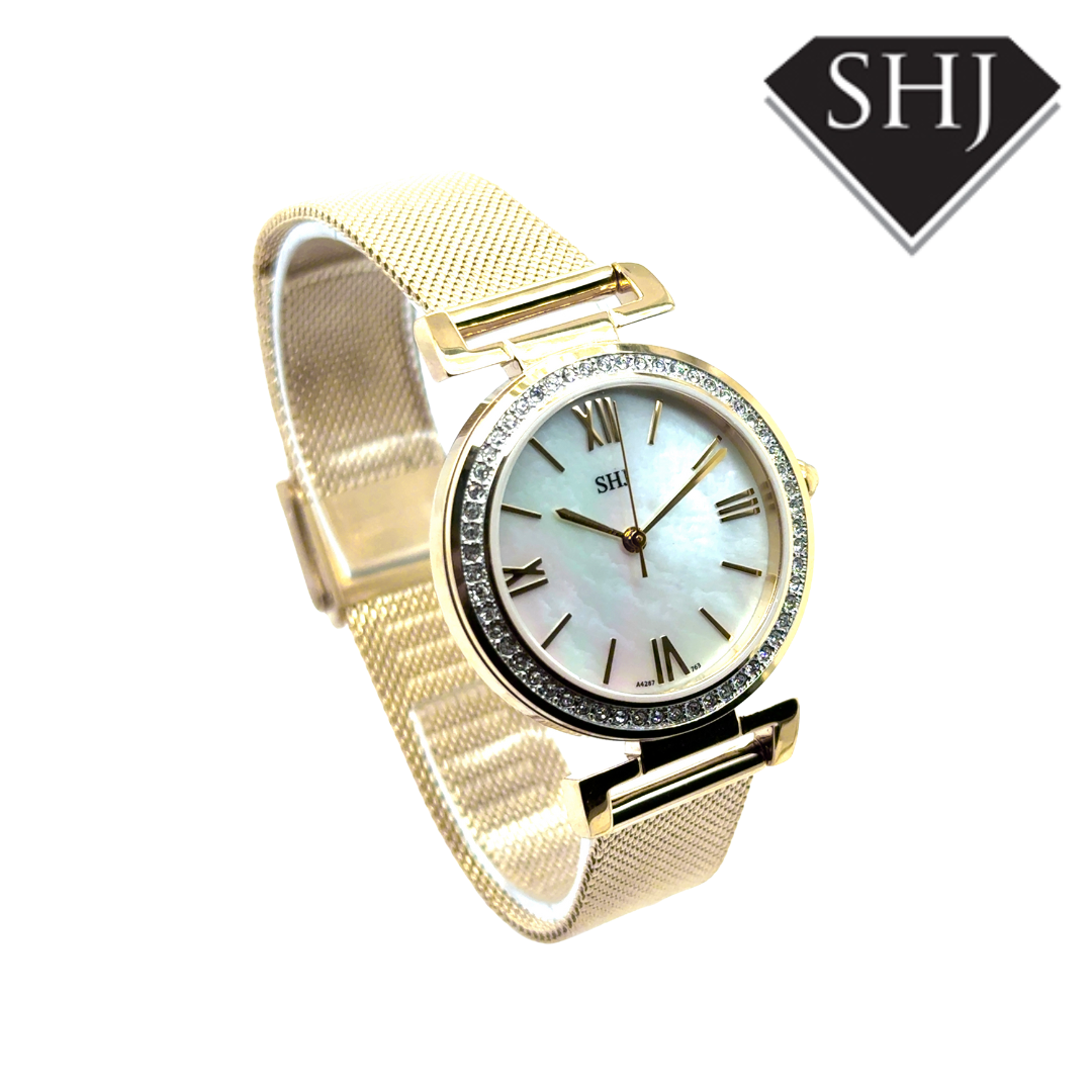 SHJ Ladies Gold Plated MOP Dial Watch