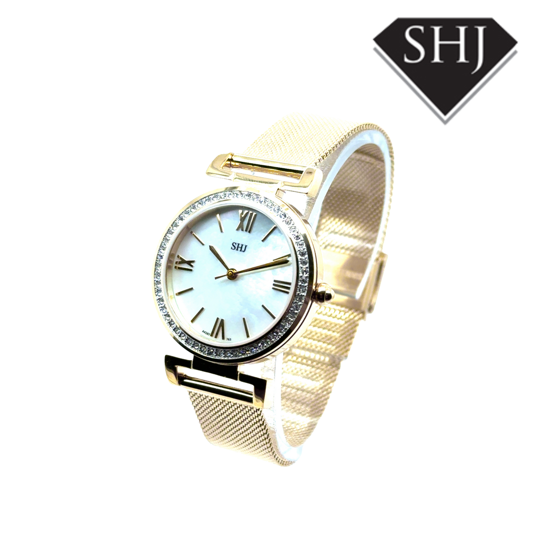 SHJ Ladies Gold Plated MOP Dial Watch