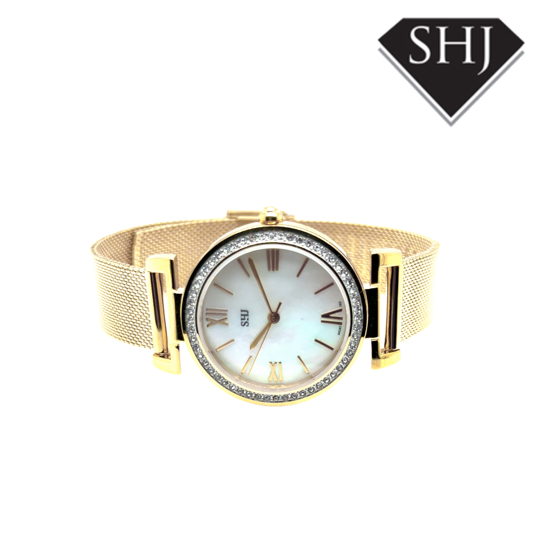 SHJ Ladies Gold Plated MOP Dial Watch