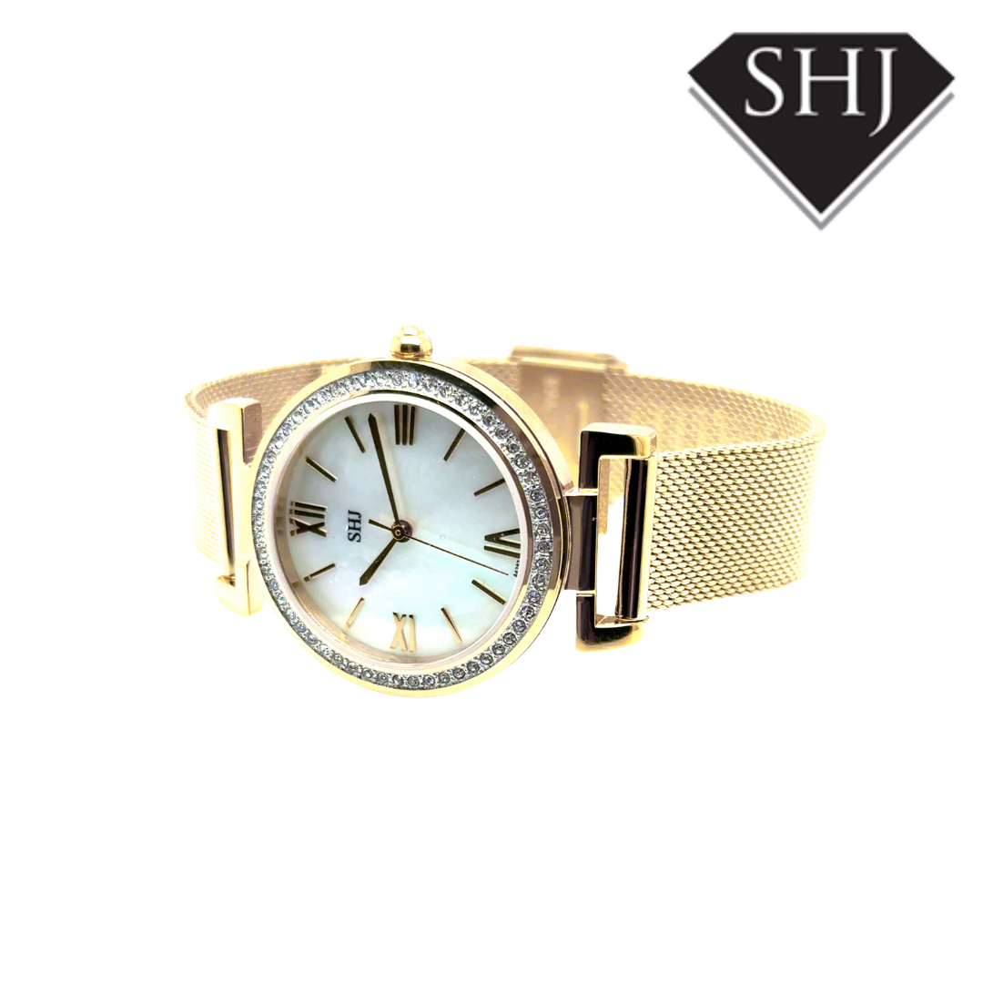 SHJ Ladies Gold Plated MOP Dial Watch