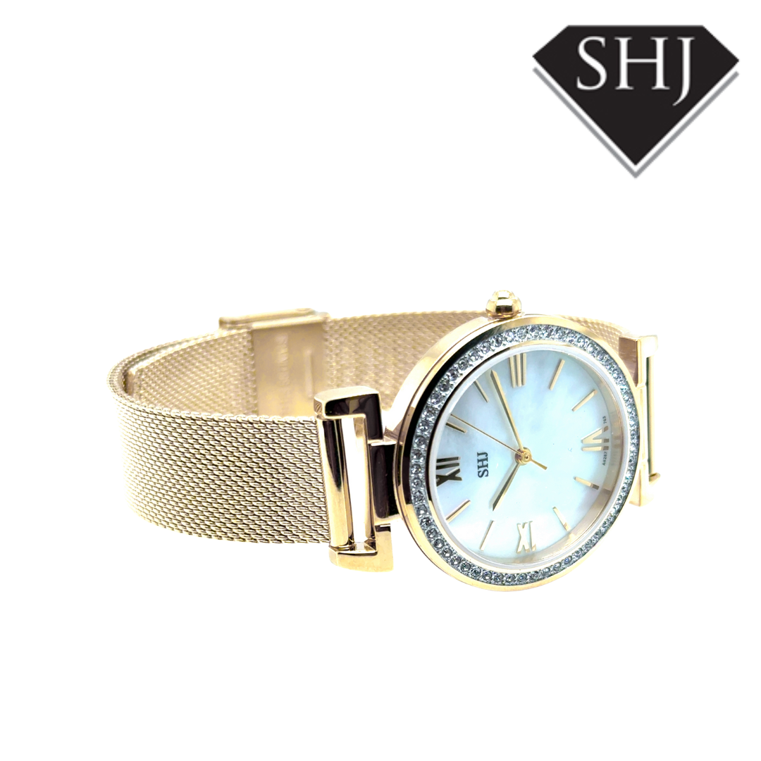 SHJ Ladies Gold Plated MOP Dial Watch