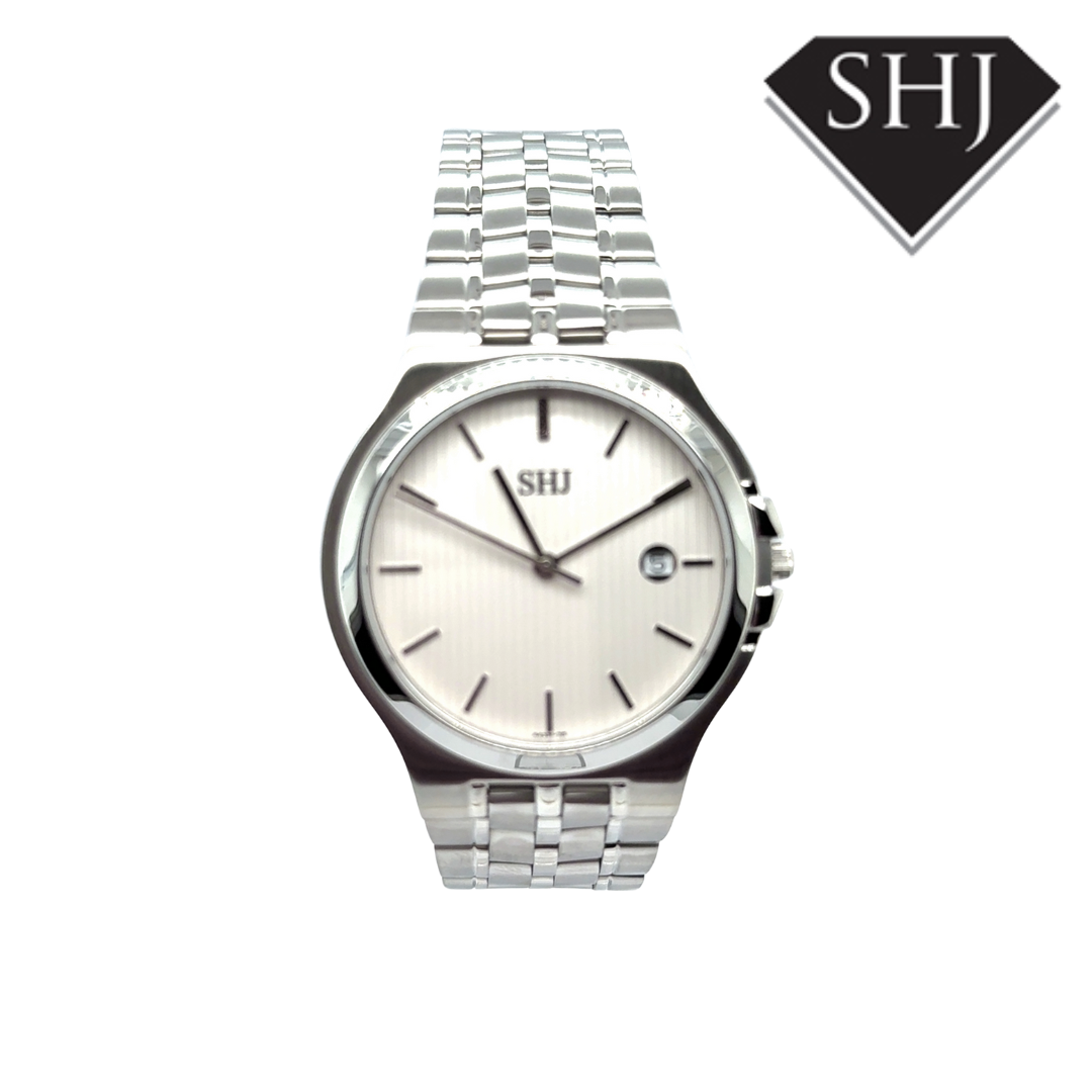 SHJ Gents Stainless Steel White Dial Watch