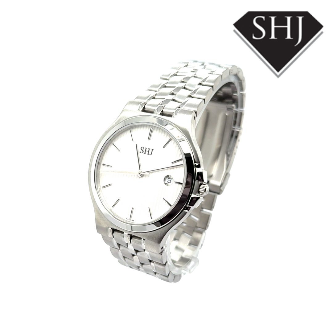 SHJ Gents Stainless Steel White Dial Watch