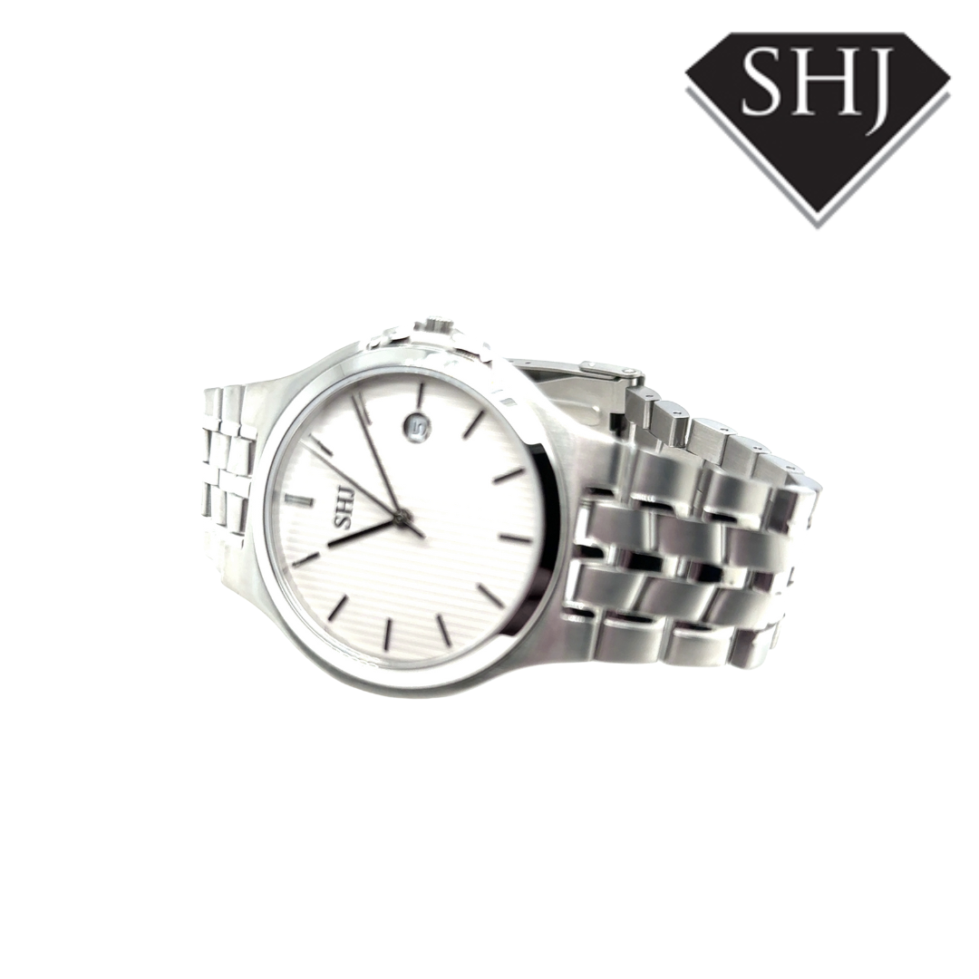 SHJ Gents Stainless Steel White Dial Watch