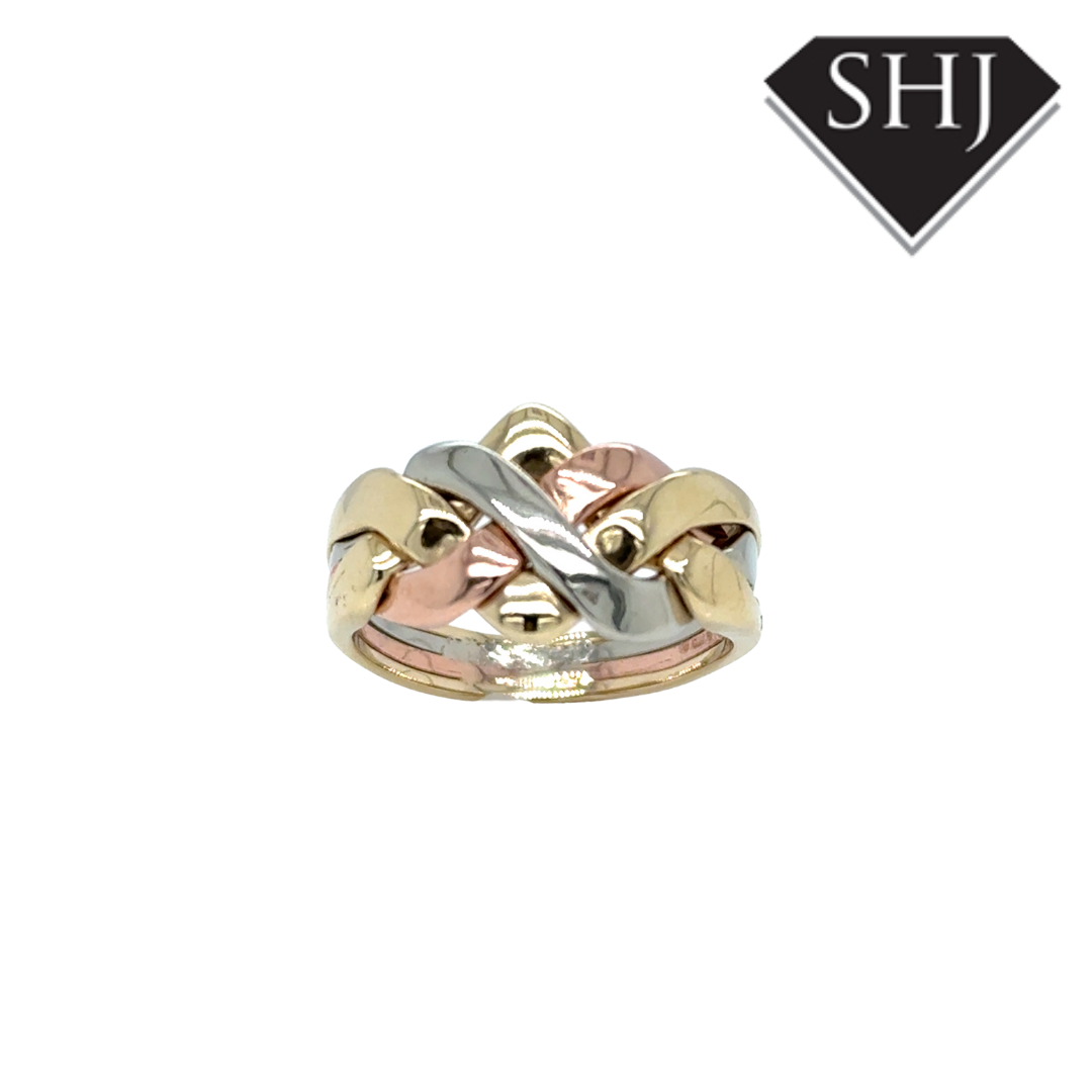 9ct Tri Gold Puzzle Ring