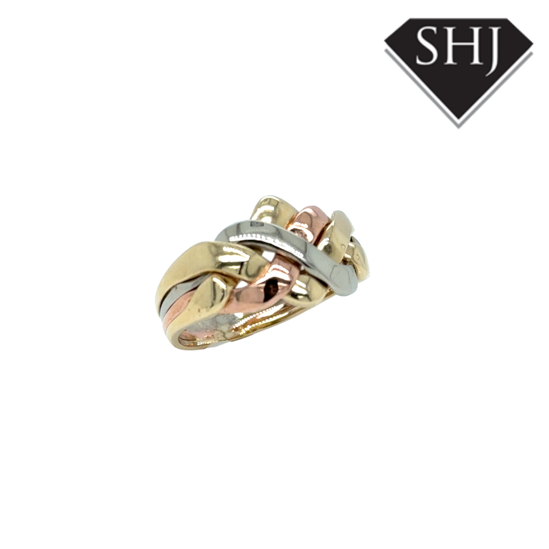 9ct Tri Gold Puzzle Ring