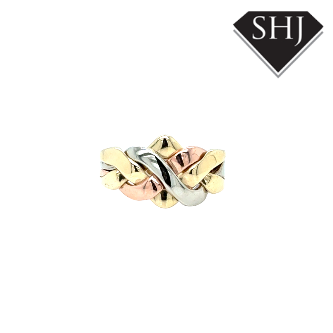 9ct Tri Gold Puzzle Ring