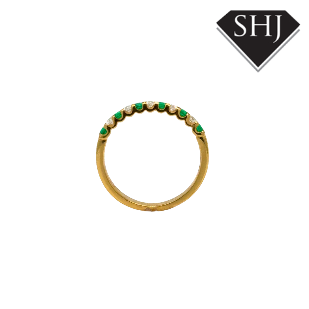 18ct Yellow Gold 0.14ct Emerald & 0.15ct Diamond Eternity Ring