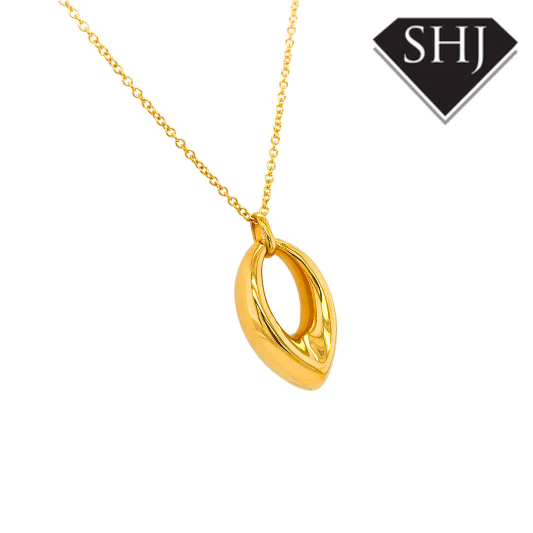 Silver Vermeil Gold Plated Chunky Teardrop Pendant & Chain