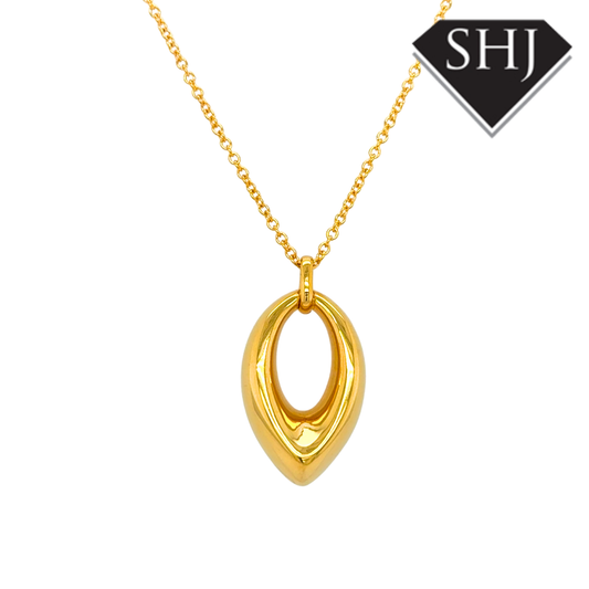 Silver Gold Plated Chunky Teardrop Pendant & Chain