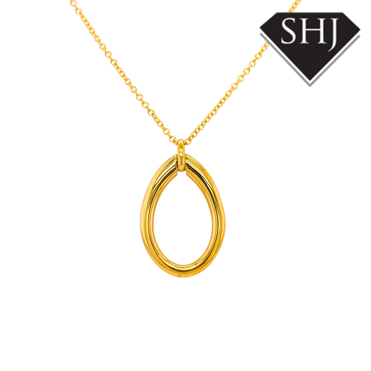 Silver Gold Plated Teardrop Pendant & Chain