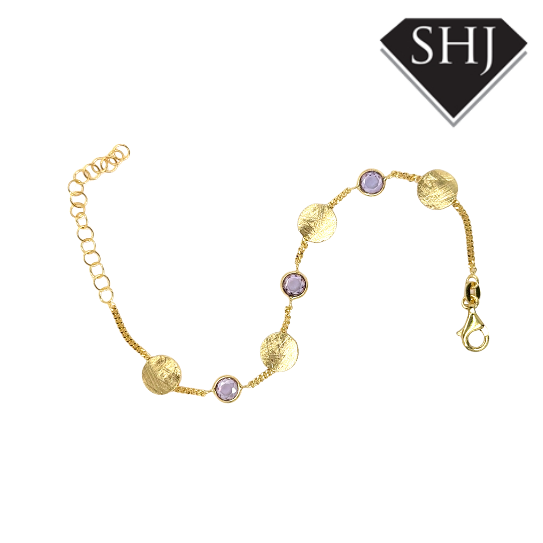 Silver Gold Plated Amethyst Bracelet