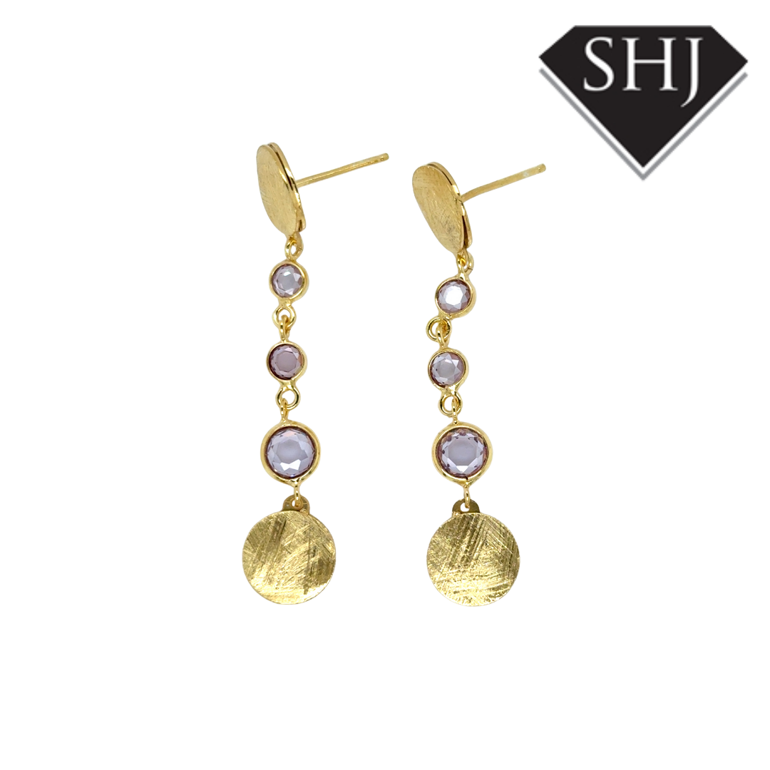 Silver Gold Plated Amethyst Drop Earrings