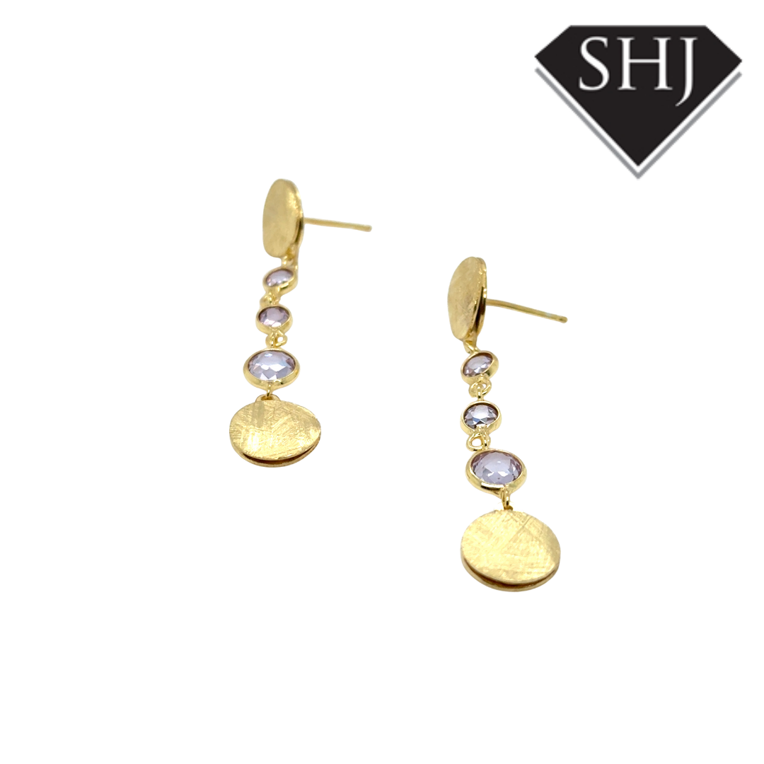 Silver Gold Plated Amethyst Drop Earrings