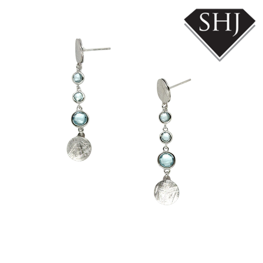 Silver Blue Topaz Drop Earrings