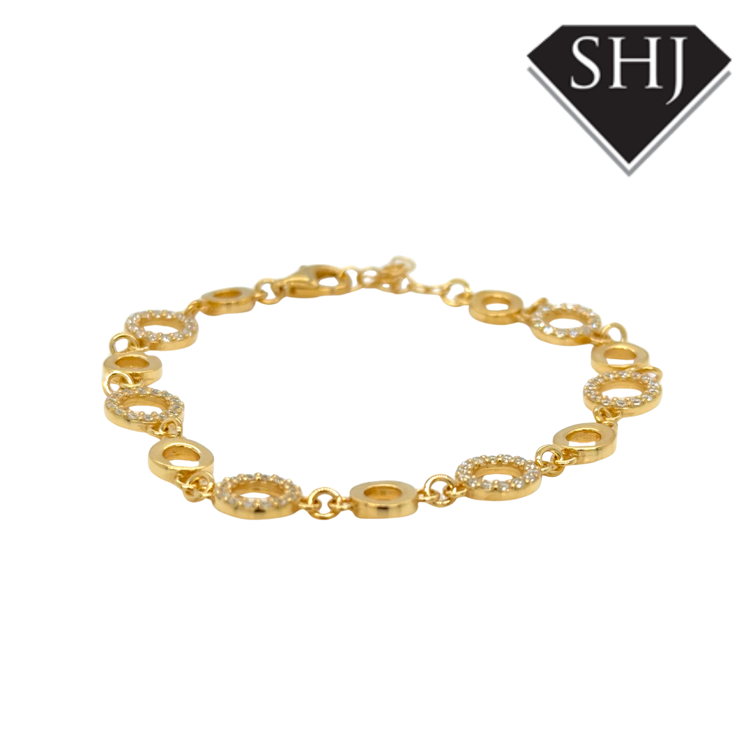 Silver Gold Plated CZ Circle Bracelet