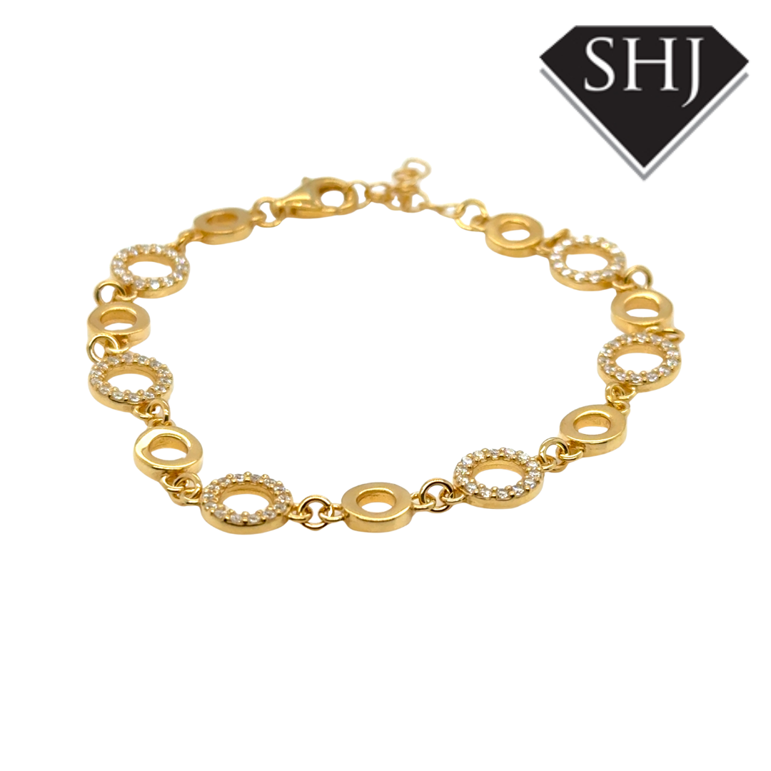 Silver Gold Plated CZ Circle Bracelet