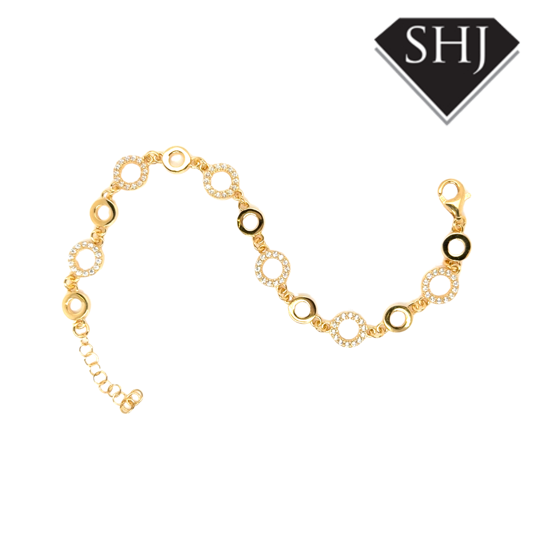 Silver Gold Plated CZ Circle Bracelet