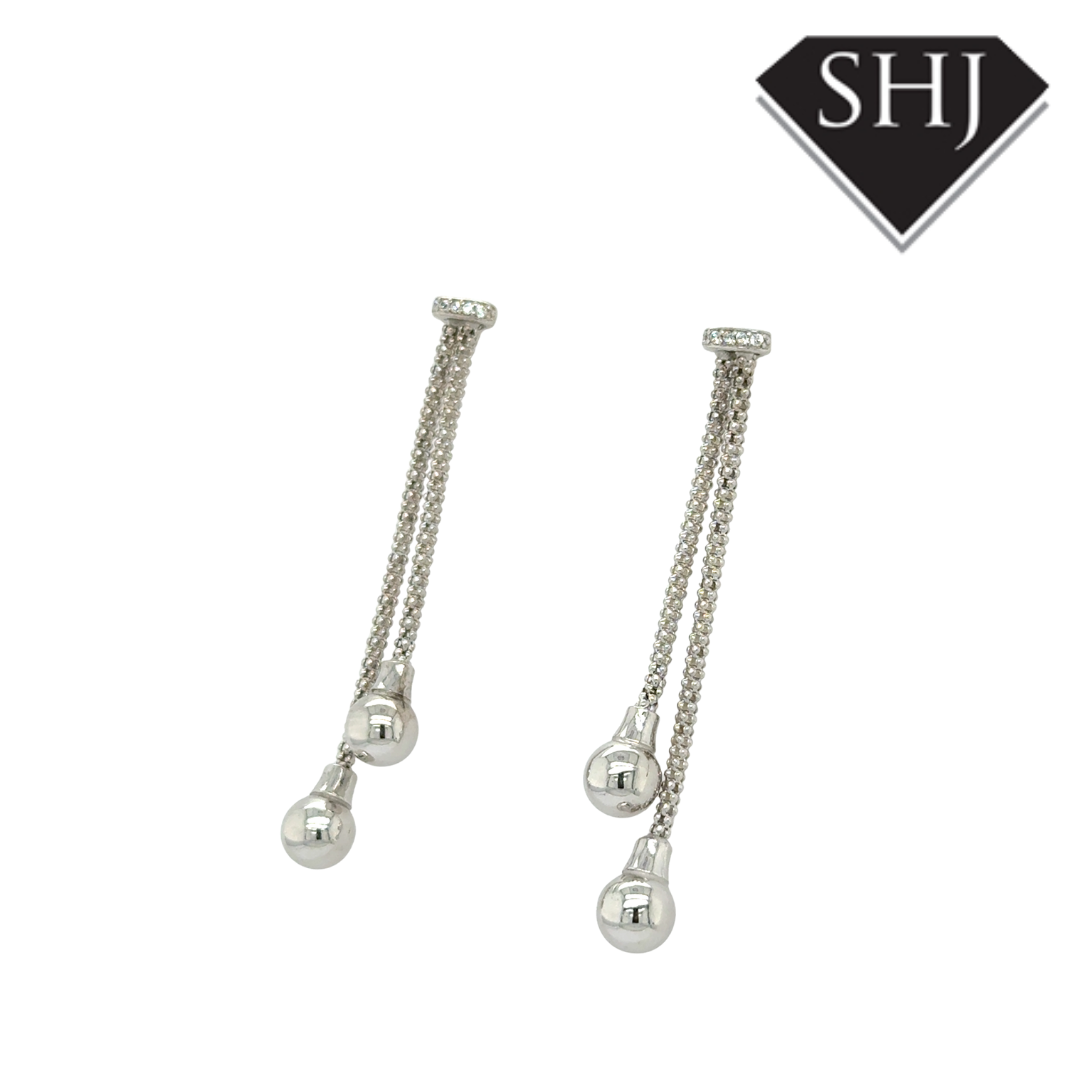 Silver Ball Drop Earrings