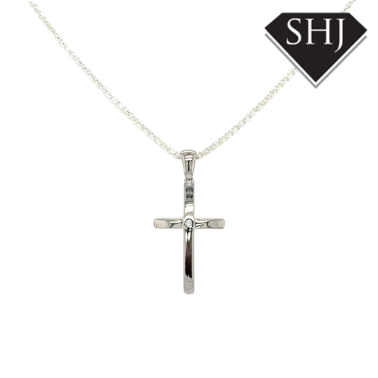 Silver CZ Cross and Chain