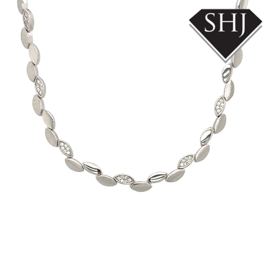 Silver Leaf Pattern Necklace
