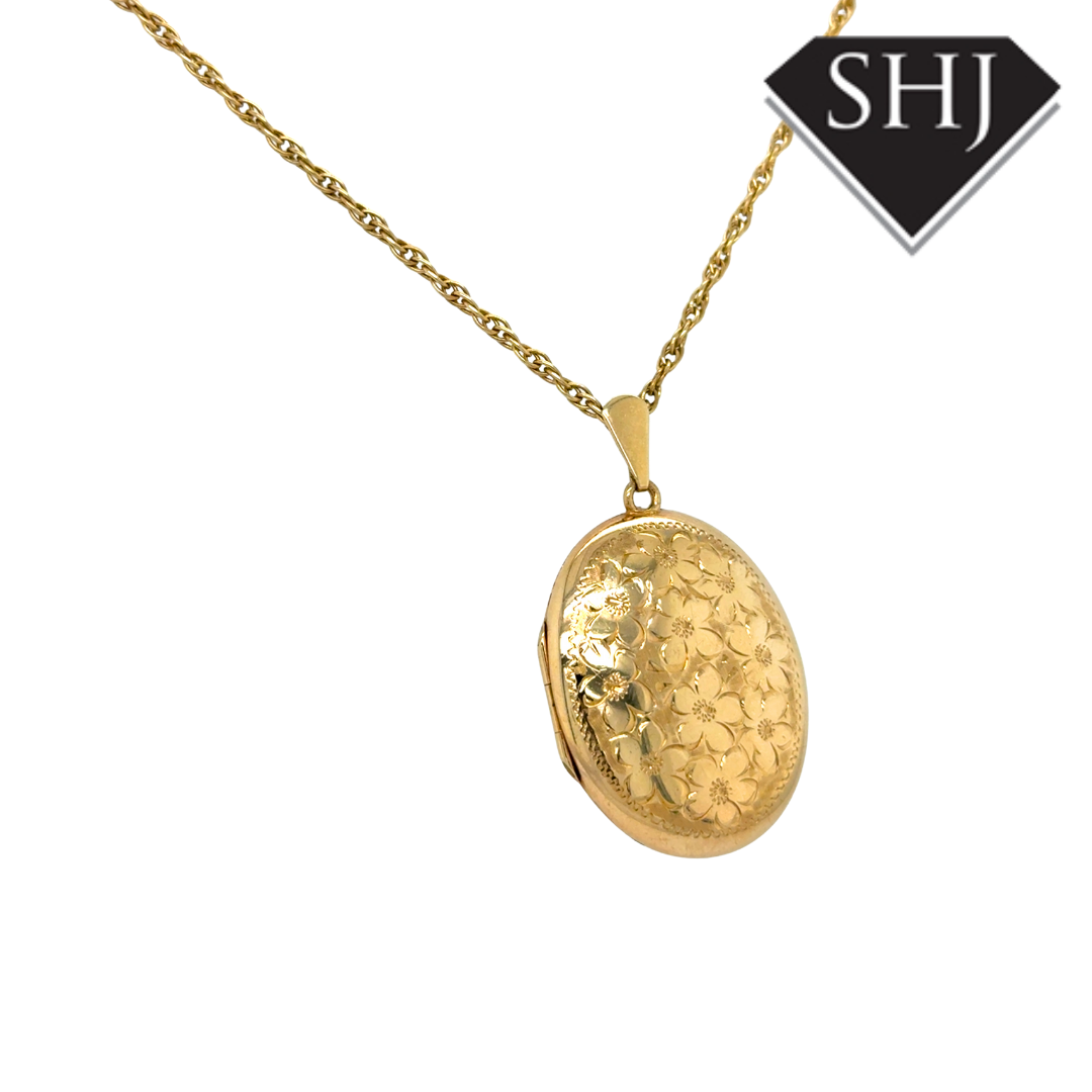 9ct Yellow Gold Flower Locket