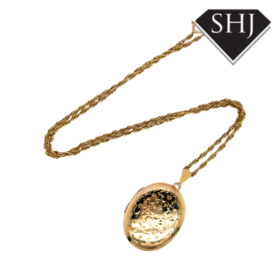 9ct Yellow Gold Flower Locket