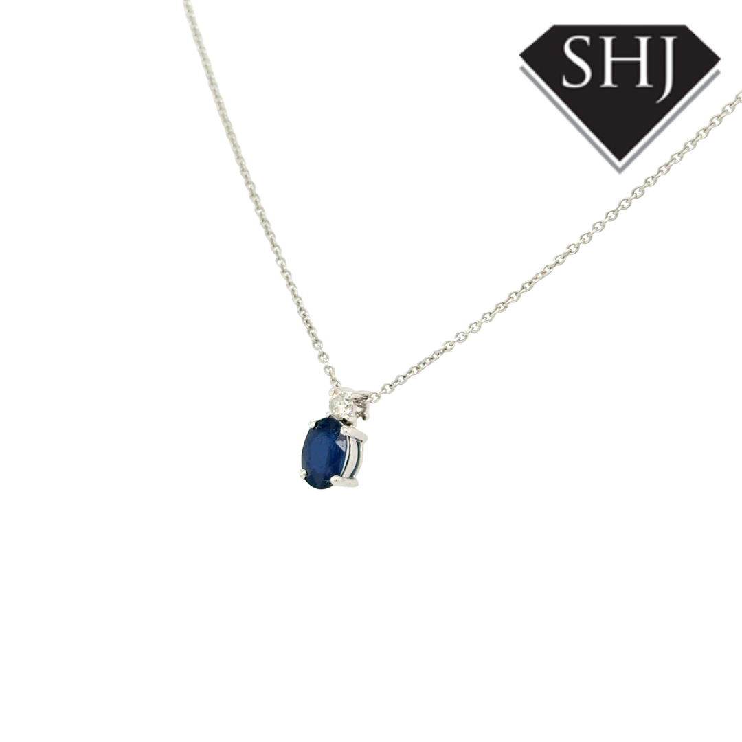 9ct Yellow Gold 1.21ct Sapphire & 0.10ct Diamond Pendant