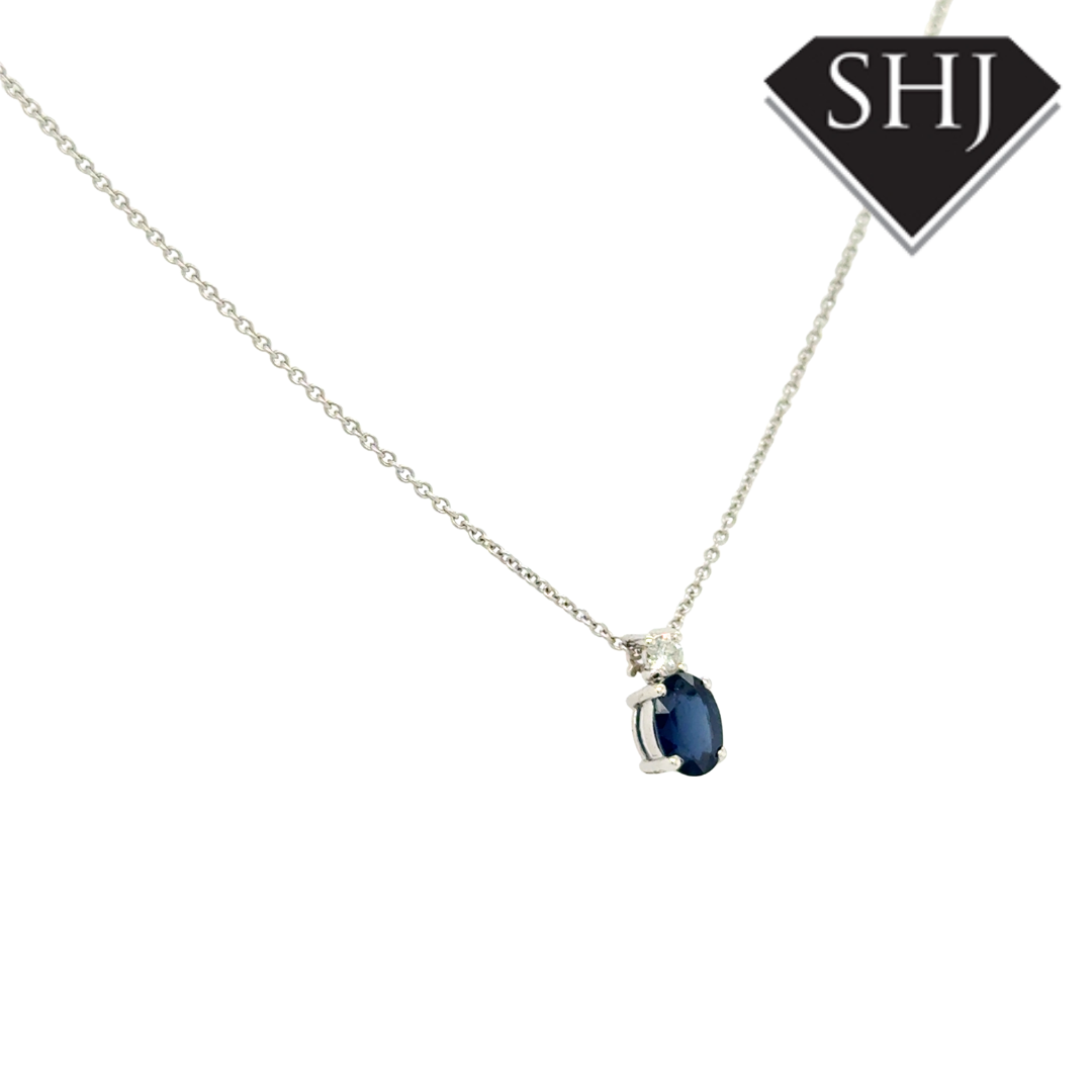9ct Yellow Gold 1.21ct Sapphire & 0.10ct Diamond Pendant