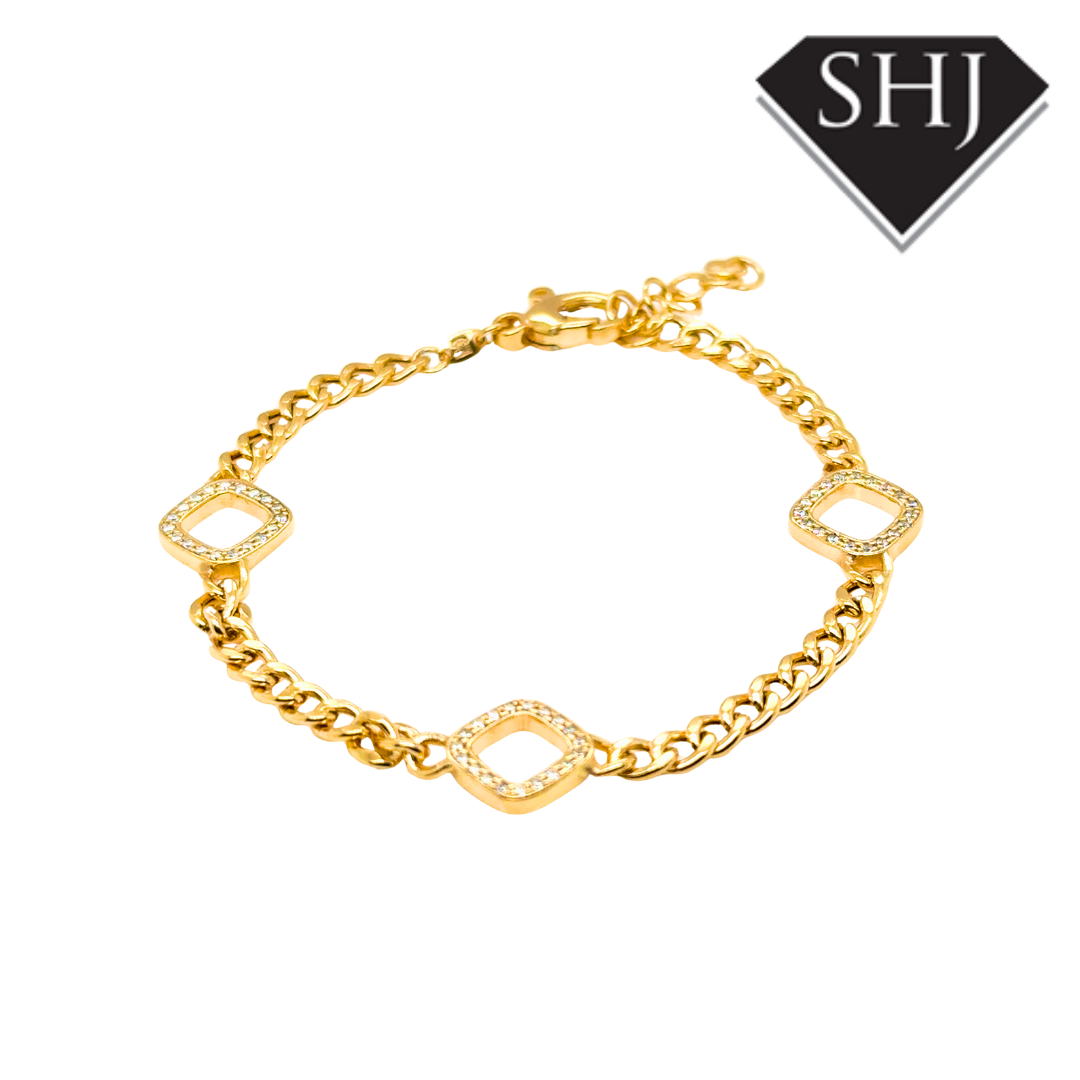 Silver Gold Plated CZ Bracelet