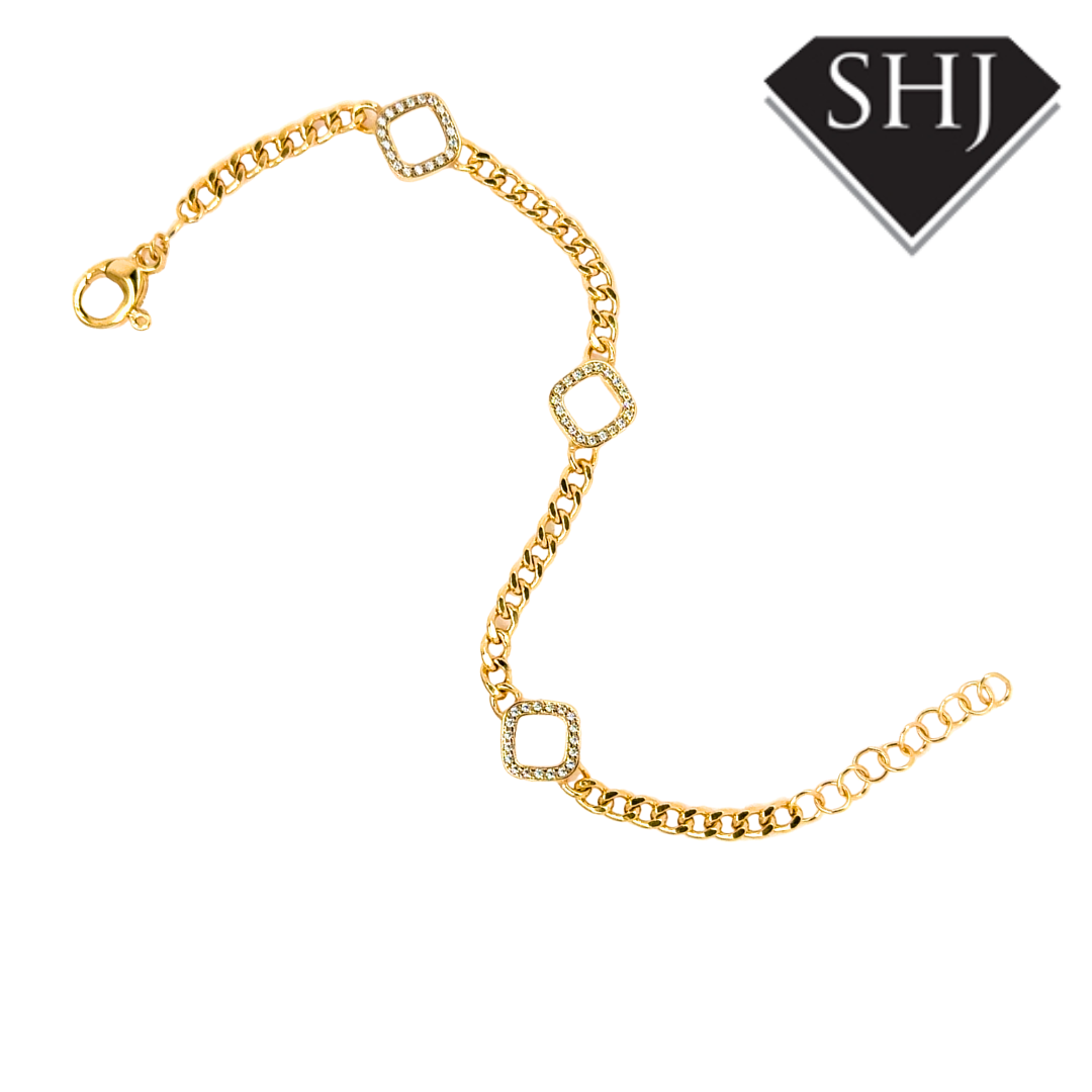 Silver Gold Plated CZ Bracelet