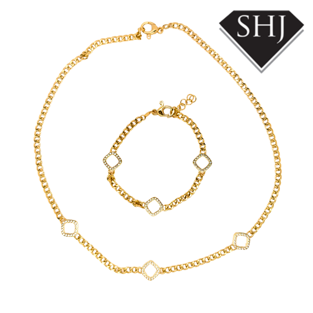 Silver Gold Plated CZ Bracelet