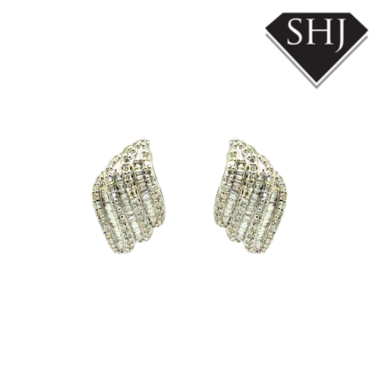 9ct White Gold Diamond Cluster Earrings